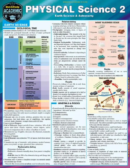 Physical Science 2 - Astronomy & Earth Science: Quickstudy Laminated Reference & Study Guide by Jane Gardner