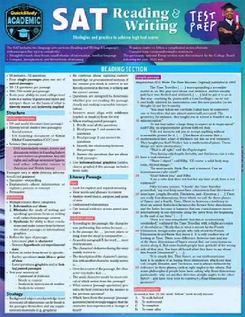 SAT Reading & Writing Test Prep: A Quickstudy Laminated Reference Guide by Tiffany Perkinz