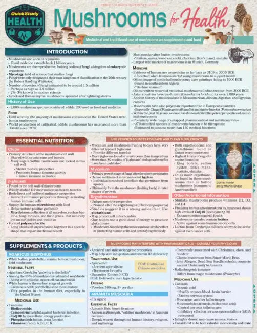 Mushrooms for Heatlh: A Quickstudy Laminated Reference Guide by Jonathan Fredette