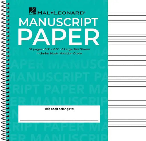 Wide Staff Wirebound Manuscript Paper (Aqua Cover) by Hal Leonard Corp