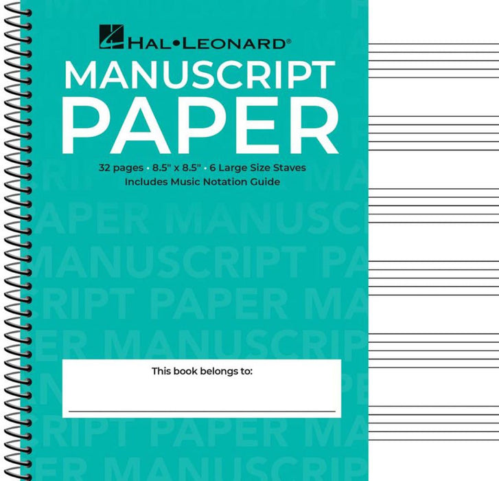 Wide Staff Wirebound Manuscript Paper (Aqua Cover)