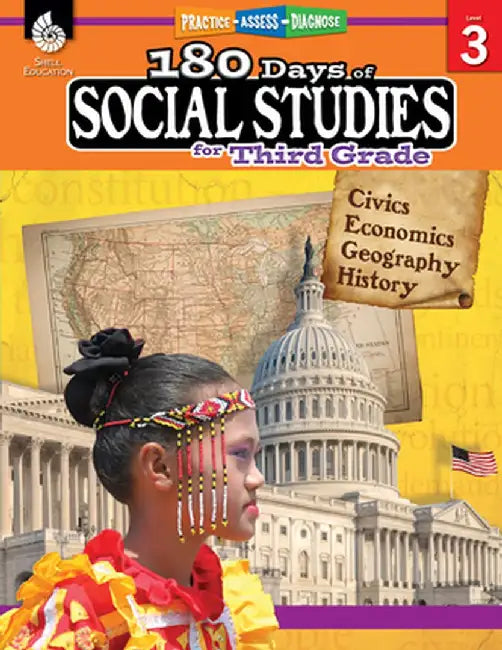 180 Days of Social Studies for Third Grade (Grade 3): Practice, Assess, Diagnose by Shell Education