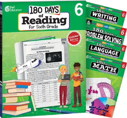 180 Days Reading, Math, Problem Solving, Writing, & Language Grade 6: 5-Book Set by Multiple Authors