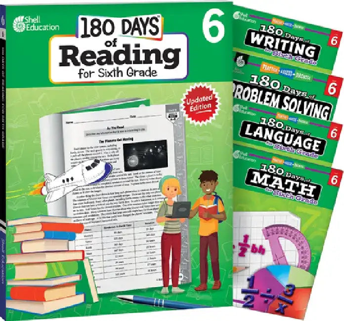 180 Days Reading, Math, Problem Solving, Writing, & Language Grade 6: 5-Book Set by Multiple Authors
