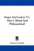 Essays And Letters V1: Part I, Moral And Philosophical by Benjamin Franklin