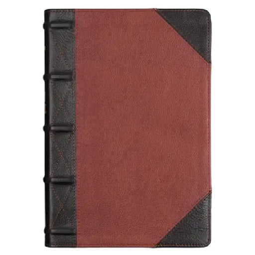 KJV Giant Print Full-Size Bible Two-Tone Brandy/Brown Full Grain Leather