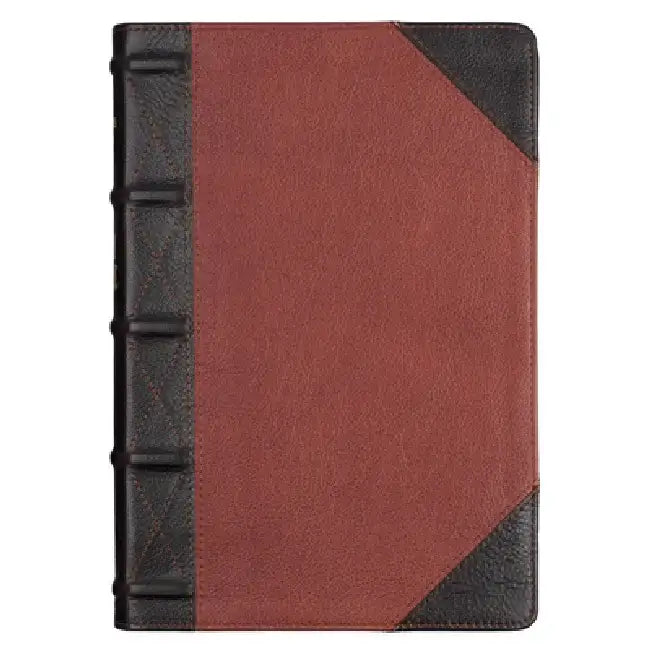 KJV Giant Print Full-Size Bible Two-Tone Brandy/Brown Full Grain Leather