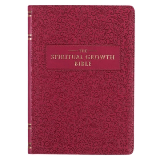 The Spiritual Growth Bible, Study Bible, NLT - New Living Translation Holy Bible, Faux Leather, Berry by Christian Art Gifts