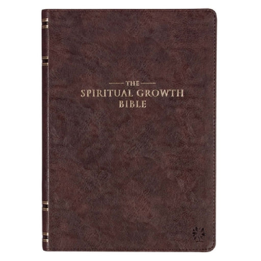 The Spiritual Growth Bible, Study Bible, NLT - New Living Translation Holy Bible, Faux Leather, Walnut Brown by Christian Art Gifts