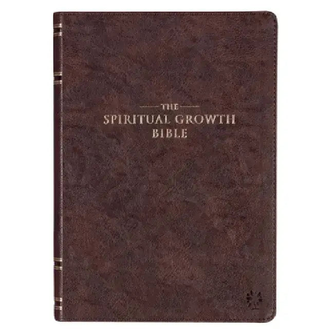 The Spiritual Growth Bible, Study Bible, NLT - New Living Translation Holy Bible, Faux Leather, Walnut Brown by Christian Art Gifts