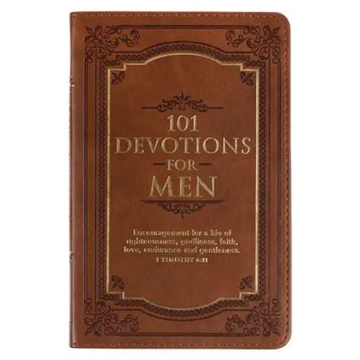 101 Devotions for Men, Encouragement for a Life of Faith, Brown Faux Leather Flexcover by Christian Art Gifts