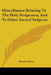 Miscellanies Relating To The Holy Scriptures, And To Other Sacred Subjects by Samuel Green