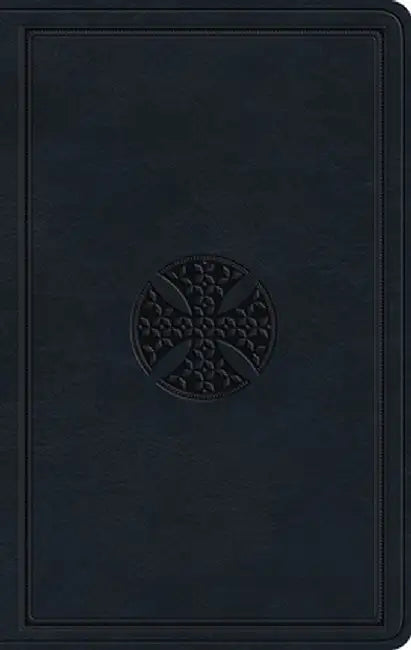 ESV Large Print Value Thinline Bible (Trutone, Navy, Mosaic Cross Design)