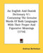 An English And Danish Dictionary V1: Containing The Genuine Words Of Both Languages With Their Proper And Figurative Meanings (1754) by Andreas Berthelson