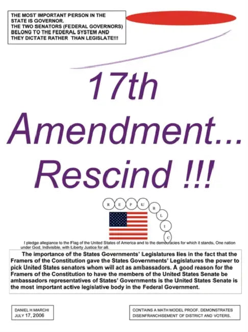 17th Amendment...Rescind!!! by Daniel H. Marchi