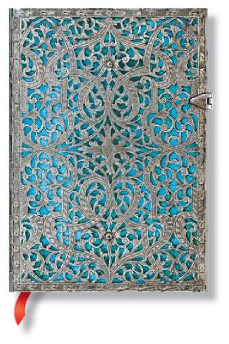 Maya Blue MIDI Lined Hardcover Journal, 240pg, 120gsm by Paperblanks (Silver Filigree Collection) by Paperblanks