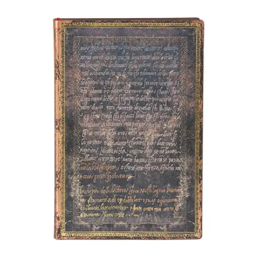 Paperblanks Michelangelo, Handwriting Embellished Manuscripts Collection Softcover Flexi Mini Lined Elastic Band Closure 208 Pg 80 GSM by Paperblanks