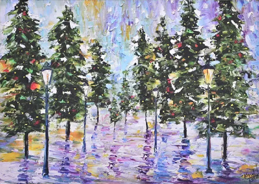 Pines in Moonlight Deluxe Boxed Holiday Cards (20 Cards, 21 Self-Sealing Envelopes) [With Envelope] by Karen Tarlton