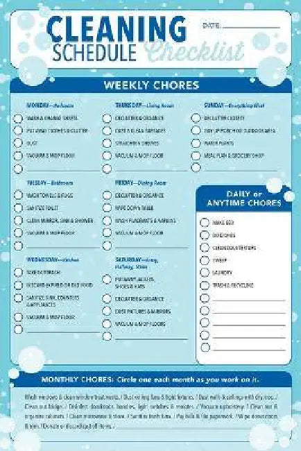 Cleaning Schedule Checklist Note Pad (60 Sheets) by Peter Pauper Press Inc