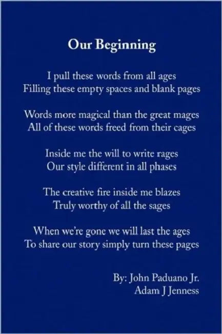 Our Beginning by John Paduano Jr. and Adam J. Jenness