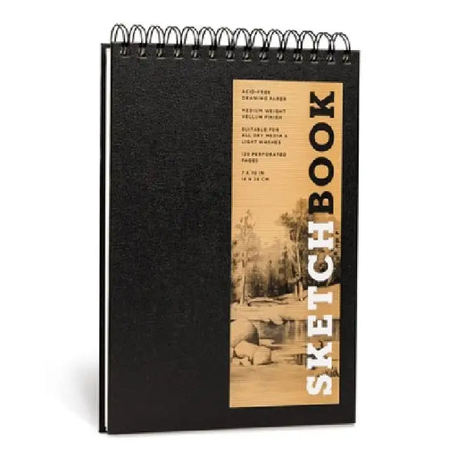 Sketchbook 7 X 10 FlipTop Landscape Black Spiral Hardcover Mixed Media Sketchbook for Drawing: Acid-Free Quality Paper (128 Pages) by Union Square & Co