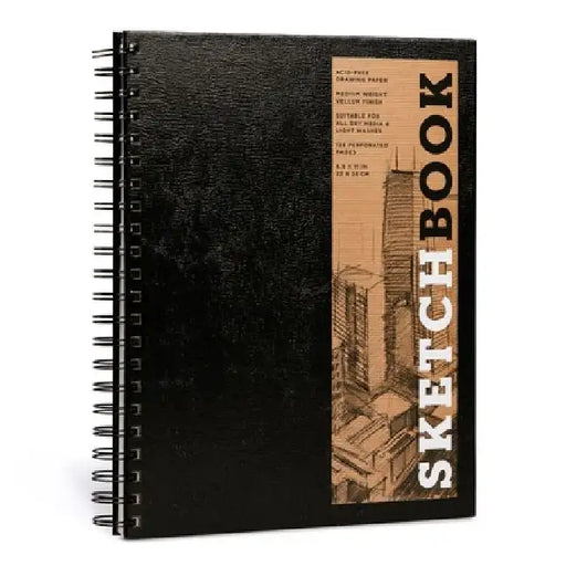 Sketchbook 8.5 X 11 Black Spiral Hardcover Mixed Media Sketchbook for Drawing: Acid-Free Quality Paper (128 Pages) by Union Square & Co