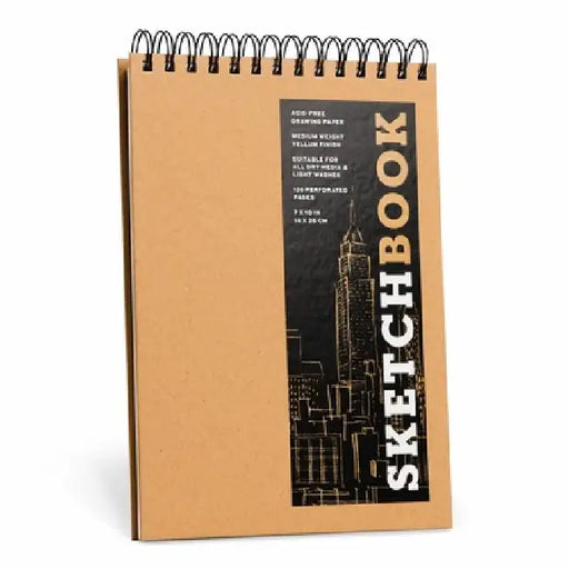 Sketchbook 7 X 10 FlipTop Landscape Kraft Spiral Hardcover Mixed Media Sketchbook for Drawing: Acid-Free Quality Paper (128 Pages) by Union Square & Co
