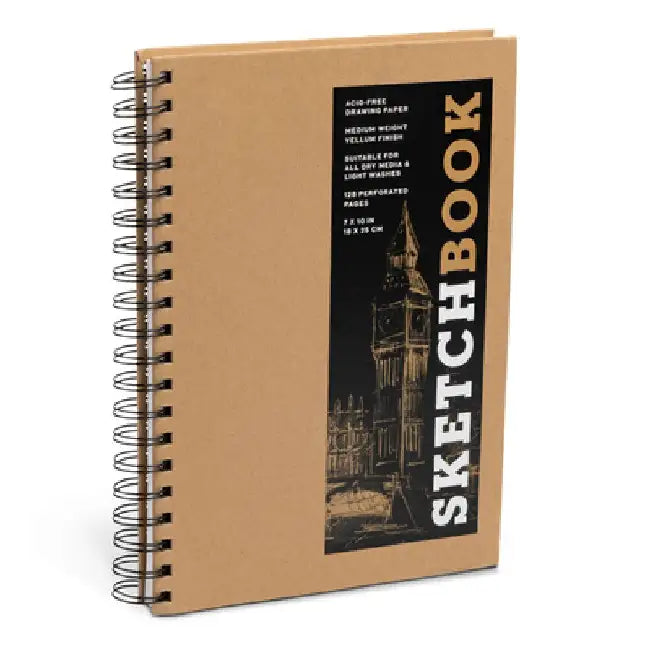 Sketchbook 7 X 10 Kraft Spiral Hardcover Mixed Media Sketchbook for Drawing: Acid-Free Quality Paper (128 Pages) by Union Square & Co