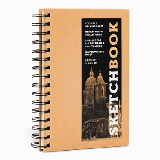 Sketchbook 5.5 X 8 Kraft Spiral Hardcover Mixed Media Sketchbook for Drawing: Acid-Free Quality Paper (128 Pages) by Union Square & Co