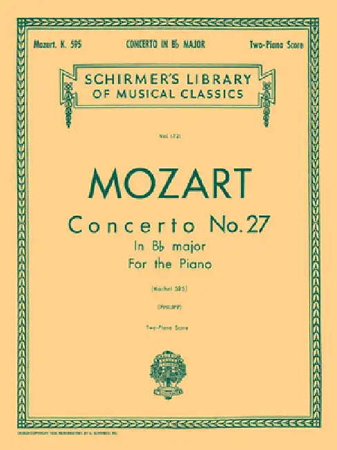 Concerto No. 27 in Bb, K.595: Schirmer Library of Classics Volume 1721 National Federation of Music Clubs 2024-2028 Piano Duet by Wolfgang Amadeus Mozart, I. Philipp