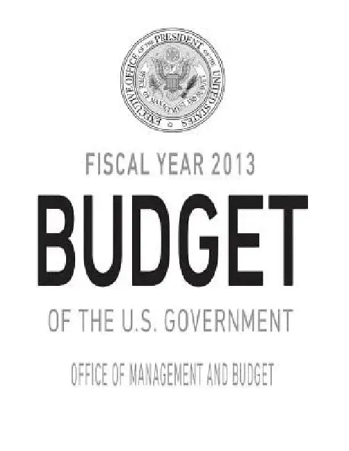 Fiscal Year 2013 Budget of the U.S. Government by Jacob Lew