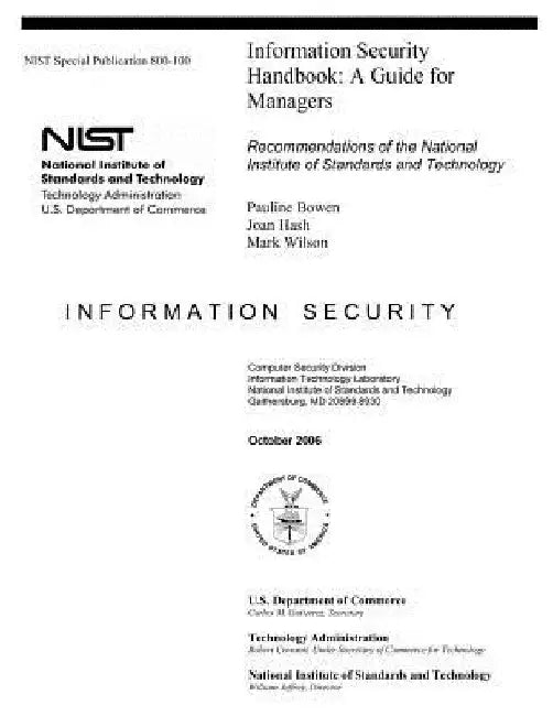 Information Security Handbook: A Guide for Managers - Recommendations of the National Institute of Standards and Technology: Information Security by Joan Hash