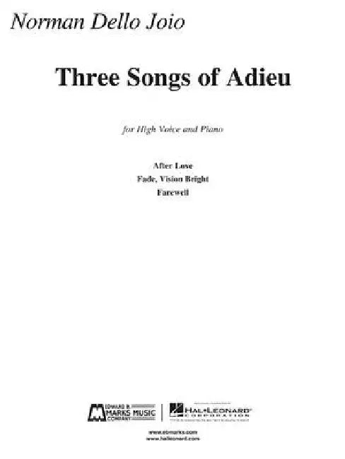 Norman Dello Joio - Three Songs of Adieu: High Voice and Piano by Norman Dello Joio