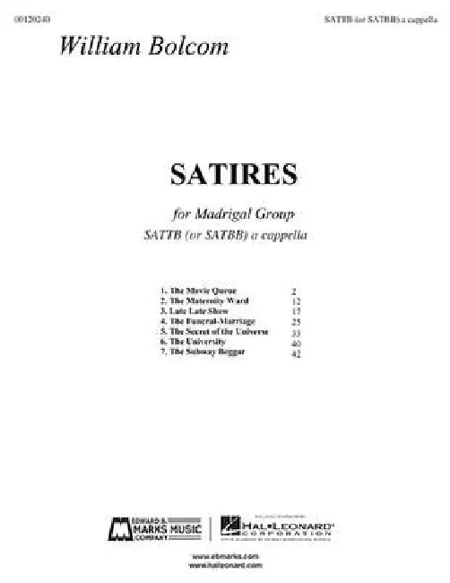 Satires: Satb Madrigal Group A Cappella by William Bolcom