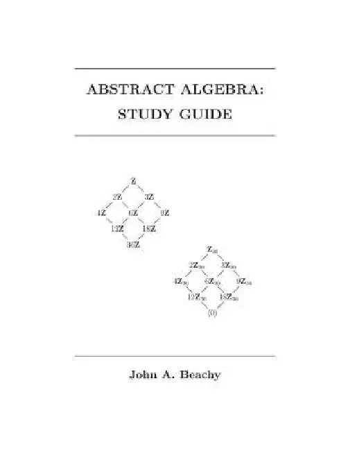 Abstract Algebra: Study Guide by John a. Beachy