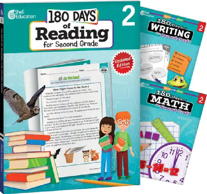 180 Days of Reading, Writing and Math for Second Grade 3-Book Set by Teacher Created Materials