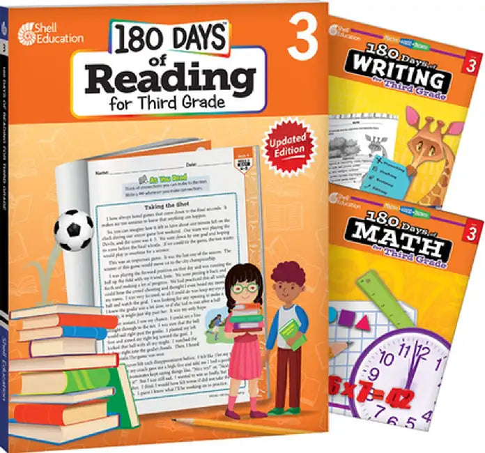 180 Days of Reading, Writing and Math for Third Grade 3-Book Set by Teacher Created Materials