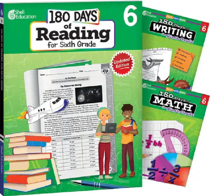 180 Days(tm) Reading, Writing and Math for Grade 6: 3-Book Set: Practice, Assess, Diagnose by Multiple Authors