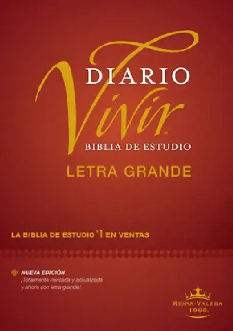 Biblia de Estudio del Diario Vivir Rvr60, Letra Grande (Letra Roja, Tapa Dura, Índice) by Tyndale