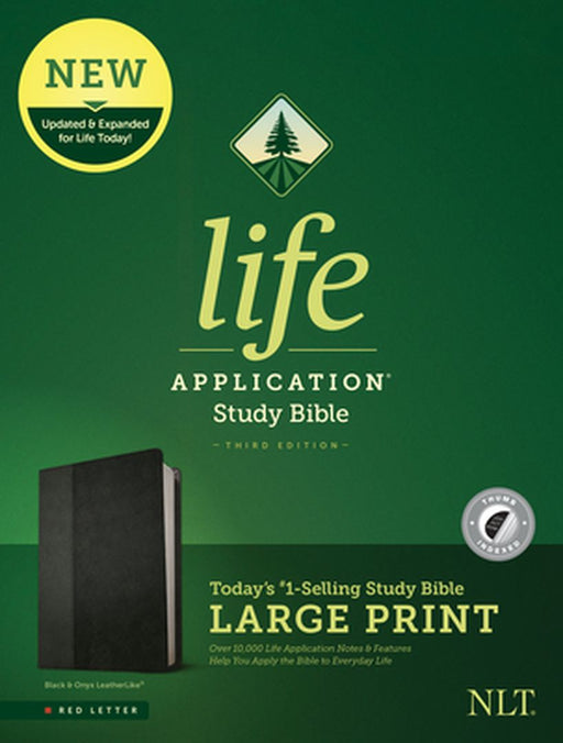 NLT Life Application Study Bible, Third Edition, Large Print (Leatherlike, Black/Onyx, Indexed) by Tyndale