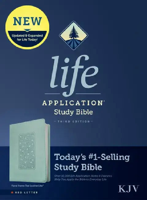 KJV Life Application Study Bible, Third Edition (Red Letter, Leatherlike, Floral Frame Teal) by Tyndale