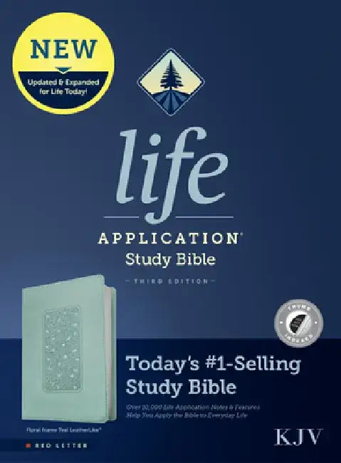KJV Life Application Study Bible, Third Edition (Leatherlike, Floral Frame Teal, Indexed, Red Letter) by Tyndale