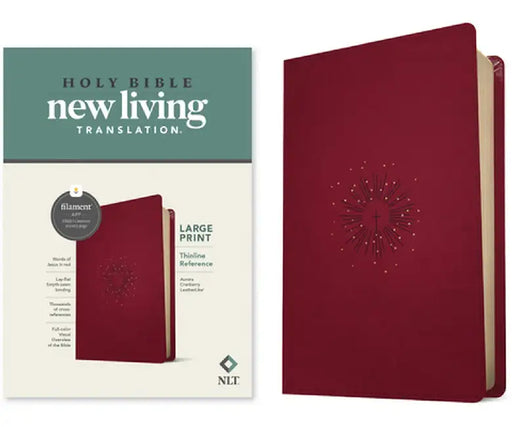 NLT Large Print Thinline Reference Bible, Filament Enabled Edition (Red Letter, Leatherlike, Berry) by Tyndale