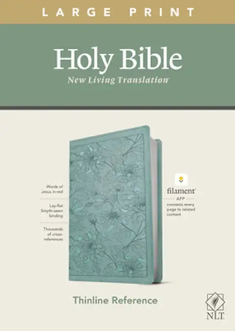 NLT Large Print Thinline Reference Bible, Filament Enabled Edition (Red Letter, Leatherlike, Floral/Teal) by Tyndale