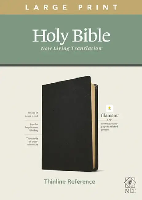 NLT Large Print Thinline Reference Bible, Filament Enabled Edition (Red Letter, Genuine Leather, Black) by New Living Translation