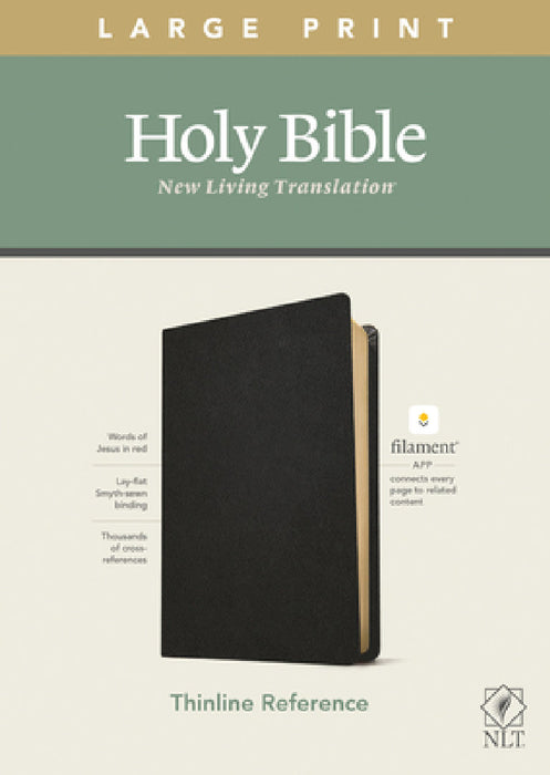 NLT Large Print Thinline Reference Bible, Filament Enabled Edition (Red Letter, Genuine Leather, Black) by New Living Translation, Tyndale