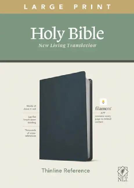 NLT Large Print Thinline Reference Bible, Filament Enabled Edition (Red Letter, Genuine Leather, Blue) by New Living Translation