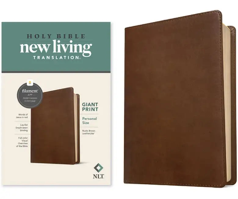 NLT Personal Size Giant Print Bible, Filament Enabled Edition (Red Letter, Leatherlike, Rustic Brown) by Tyndale