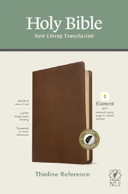 NLT Thinline Reference Bible, Filament Enabled Edition (Red Letter, Leatherlike, Rustic Brown, Indexed) by Tyndale