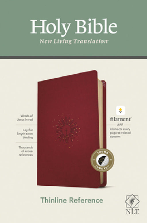 NLT Thinline Reference Bible, Filament Enabled Edition (Red Letter, Leatherlike, Berry, Indexed) by New Living Translation, Tyndale